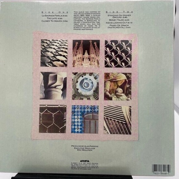 The Alan Parsons Project Gaudi Vinyl Record LP 1987 Arista AL-8448 Rock US - Picture 2 of 8